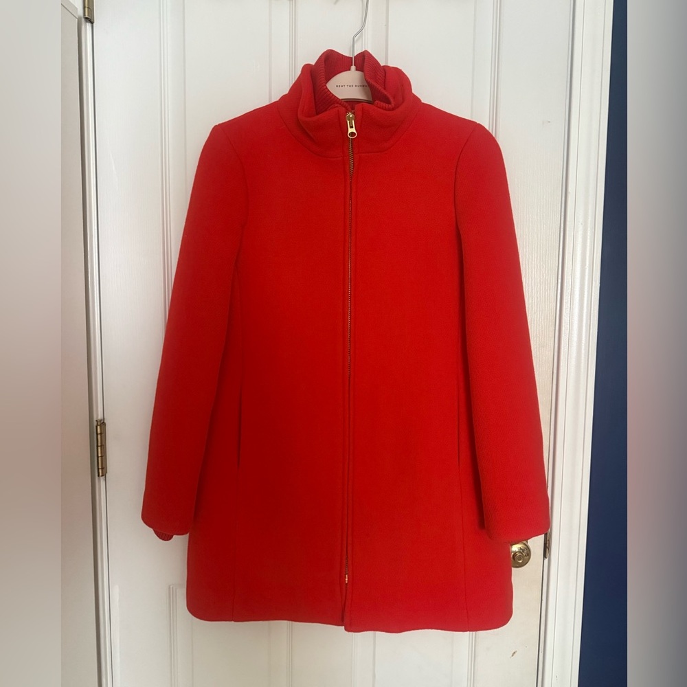 NWT J. Crew Wool Stadium Jacket with Quilted Satin Lining.